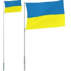 The Living Store Ukraine flag og flagstang 5,55 m aluminium - Flag & vimpler