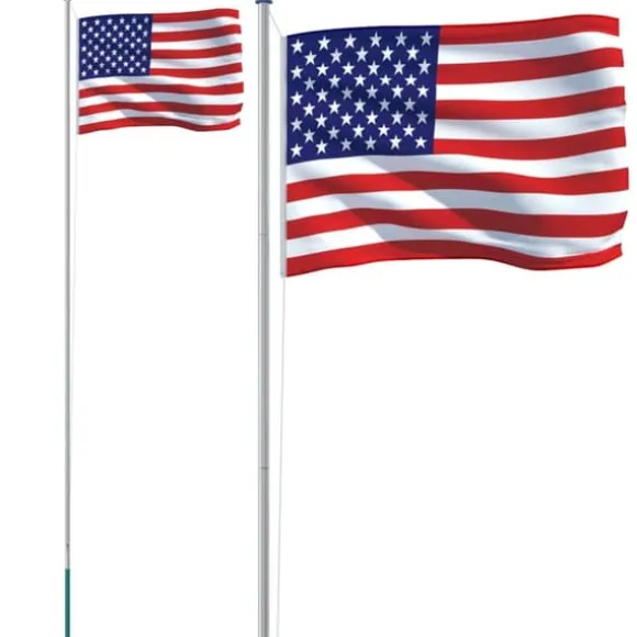 The Living Store USA flag og flagstang 6,23 m aluminium - Flag & vimpler