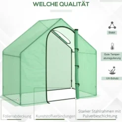 Tomatdrivhus 180x100x168 cm, stål/PVC, med dør & vindue – havedrivhus