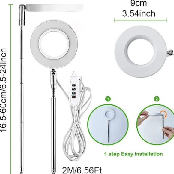 3,5-tommers hvidt varmt lys 5W justerbar plantelys med USB og timer
