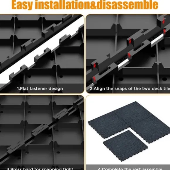 Tæppe Gulvfliser 12 "til terrassegulv, DIY modulære forbindelsesfliser, nem og hurtig installation, Fliser til terrasse ved poolen, balkon, have,