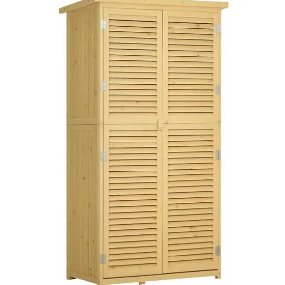 Træ redskabsskur m. asfalt tag, 4 rum, natur, 87x46,5x160cm