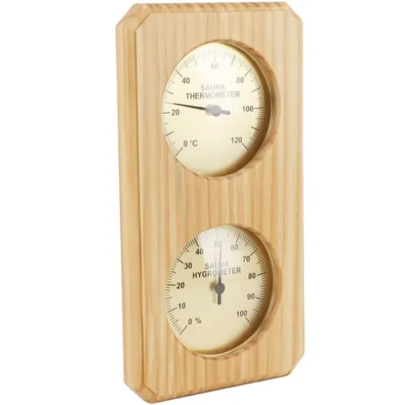 Træ Sauna Hygrothermograph Guldplade 0 til 120 Celsius 0 til 100 Luftfugtighed Sauna Termometer til indendørs familie