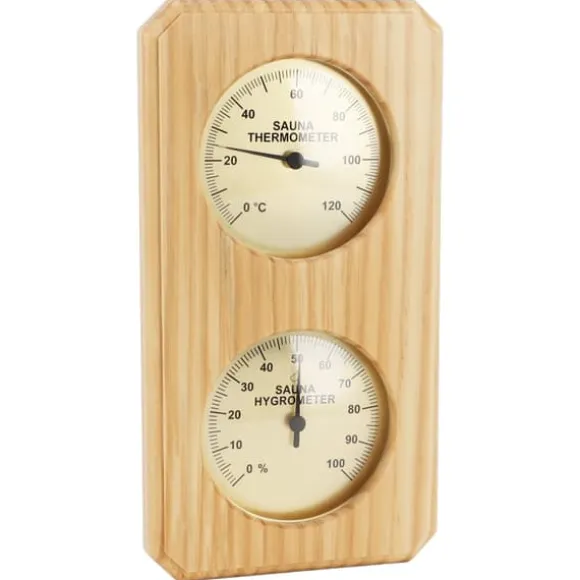 Træ Sauna Hygrothermograph Guldplade 0 til 120 Celsius 0 til 100 Luftfugtighed Sauna Termometer til indendørs familie