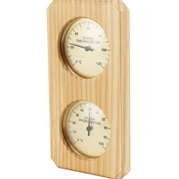 Træ Sauna Hygrothermograph Guldplade 0 til 120 Celsius 0 til 100 Luftfugtighed Sauna Termometer til indendørs familie