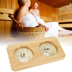 Træ Sauna Termometer Hygrometer Forgyldt 0 til 120 Grader Celsius 0 til 100 Luftfugtighed Sauna Termometer til Indendørs Brug