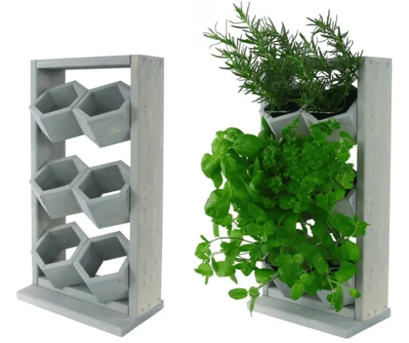 Træ vertikale plantekasser RD-8/2x3 - Grå