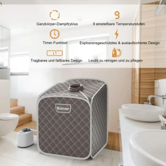 Transportabel Dampsauna Spa, 85x84x106 cm, Sort