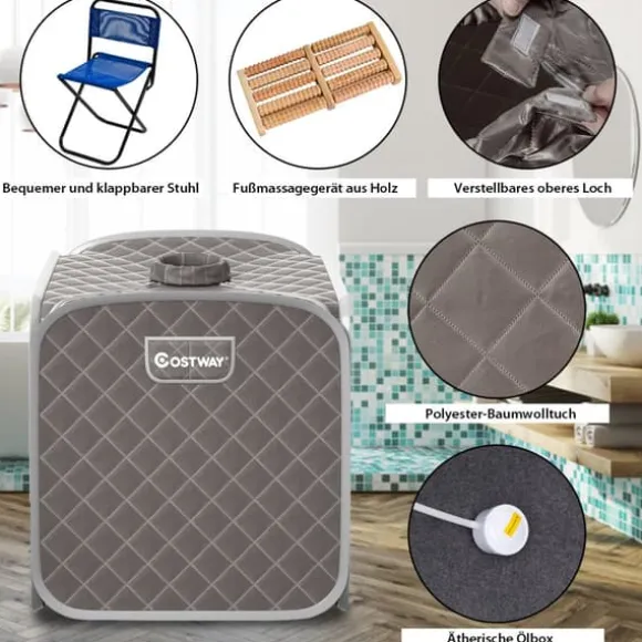 Transportabel Dampsauna Spa, 85x84x106 cm, Sort