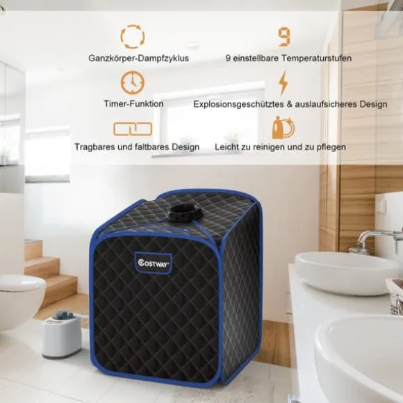 Transportabel Dampsauna Spa, 85x84x106 cm, Sort