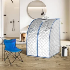 Transportabel Dampsauna, 78x87x100 cm, Sølv
