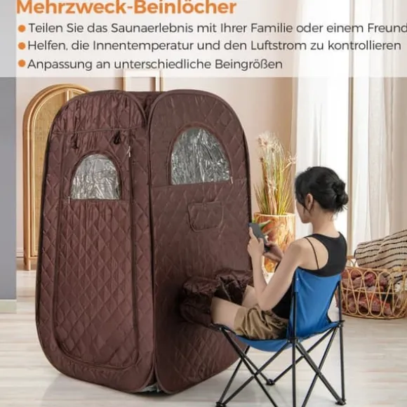 Transportabel dampsauna, 89x89x149 cm, Brun