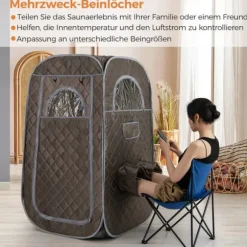Transportabel Dampsauna, 89x89x149 cm, Grå