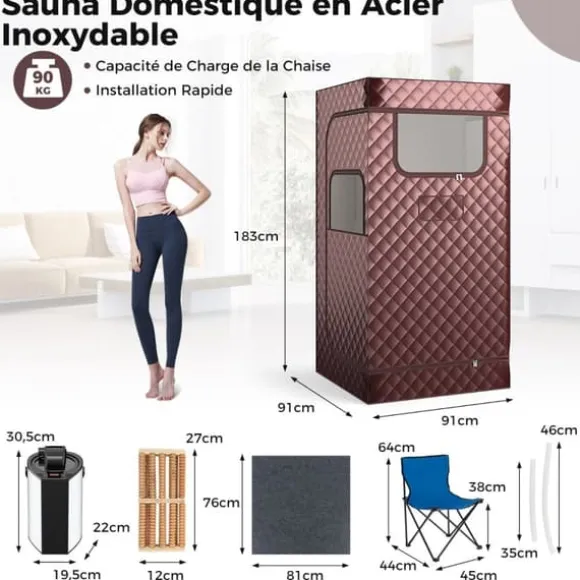 Transportabel Dampsauna, 91x91x183 cm, Sort