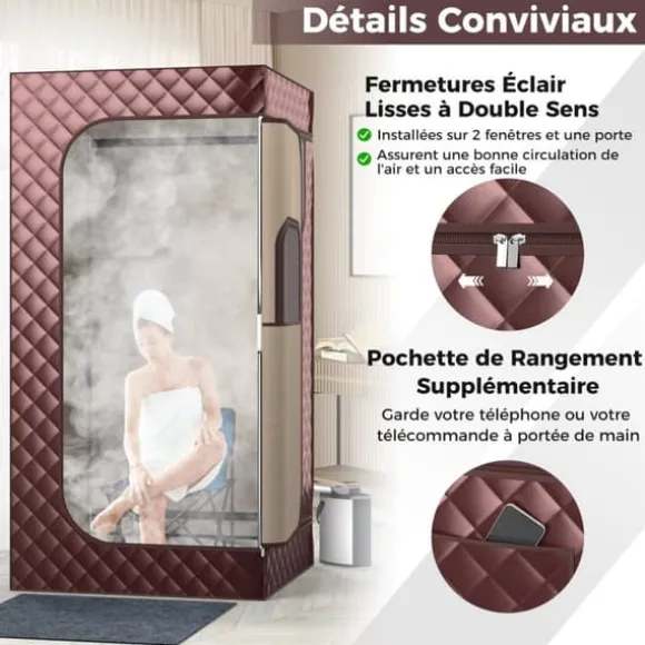 Transportabel Dampsauna, 91x91x183 cm, Sort