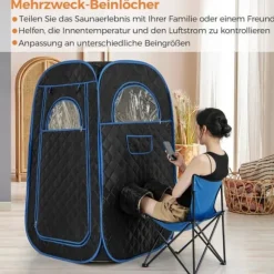 Transportabel dampsauna, 89x89x149 cm, Sort
