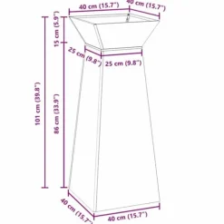 Trapezoidal Plantekasse i Stål - Moderne Design | Farve: Hvid | Størrelse: 40x40x100 cm