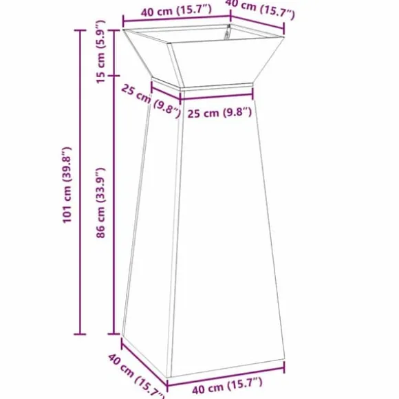 Trapezoidal Plantekasse i Stål - Moderne Design | Farve: Hvid | Størrelse: 40x40x100 cm