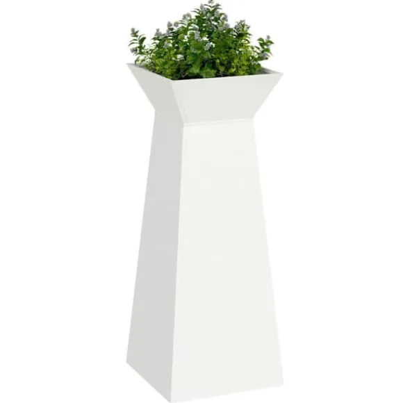 Trapezoidal Plantekasse i Stål - Moderne Design | Farve: Hvid | Størrelse: 40x40x100 cm