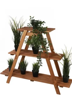 Træblomsterstativ 79x101x26 cm - RP/ 3-niveau/ Brun