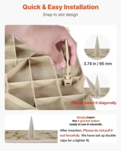 Trædesten til have - Plastikfliser til gangsti - Sæt med 8 - 39,5 x 39,5 cm - Med jordspyd - Vejrbestandige - Til græsplæne/terrasse - Beige