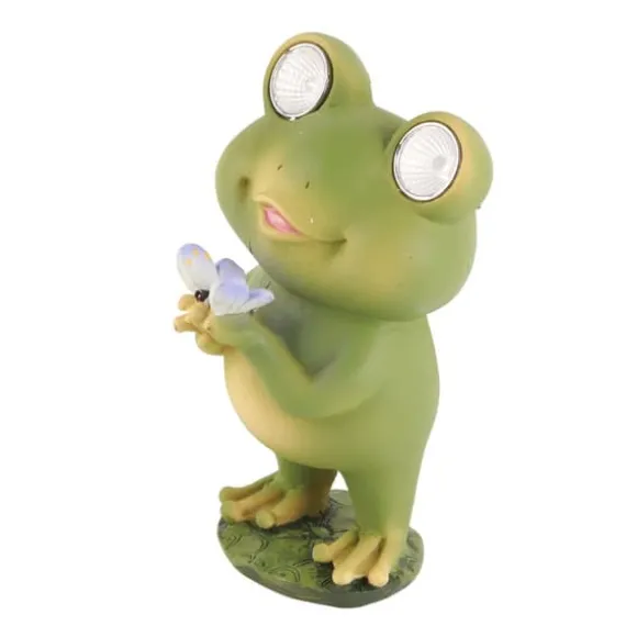 Trädgård uteplats staket Solar Lights Skrämma Frog Resin dekorativa ornament