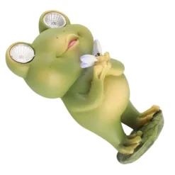 Trädgård uteplats staket Solar Lights Skrämma Frog Resin dekorativa ornament