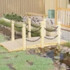 Trädgårdsbro med kedjeräcken i massivt granträ | Storlek: 150x67x56 cm | Färg: Naturlig träton