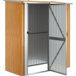 Trädgårdsskjul i galvaniserat stål med trälook | Storlek: 180,5x97x209,5 cm