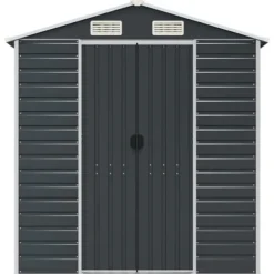 Trädgårdsskjul i galvaniserat stål - Förvaringslösning för verktyg | Färg: Antracit | Storlek: 191x215x198 cm