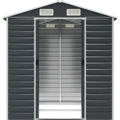 Trädgårdsskjul i galvaniserat stål - Förvaringslösning för verktyg | Färg: Antracit | Storlek: 191x215x198 cm