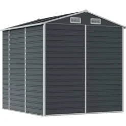 Trädgårdsskjul i galvaniserat stål - Förvaringslösning för verktyg | Färg: Antracit | Storlek: 191x215x198 cm