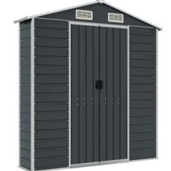 Trädgårdsskjul i galvaniserat stål - Förvaringslösning för verktyg | Färg: Antracit | Storlek: 191x215x198 cm
