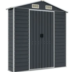 Trädgårdsskjul i galvaniserat stål - Praktisk förvaring för verktyg | Färg: Antracit | Storlek: 191x810x198 cm