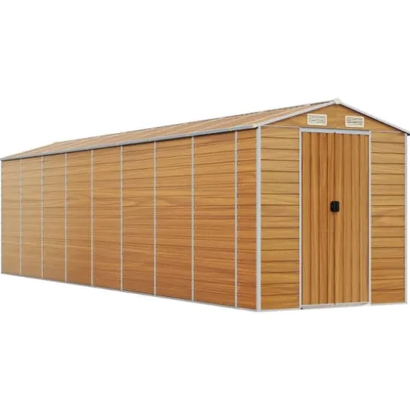 Trädgårdsskjul i galvaniserat stål - Robust utomhusförvaring | Färg: Ljusbrun | Storlek: 191x725x198 cm