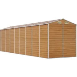 Trädgårdsskjul i galvaniserat stål - Robust utomhusförvaring | Färg: Ljusbrun | Storlek: 191x725x198 cm
