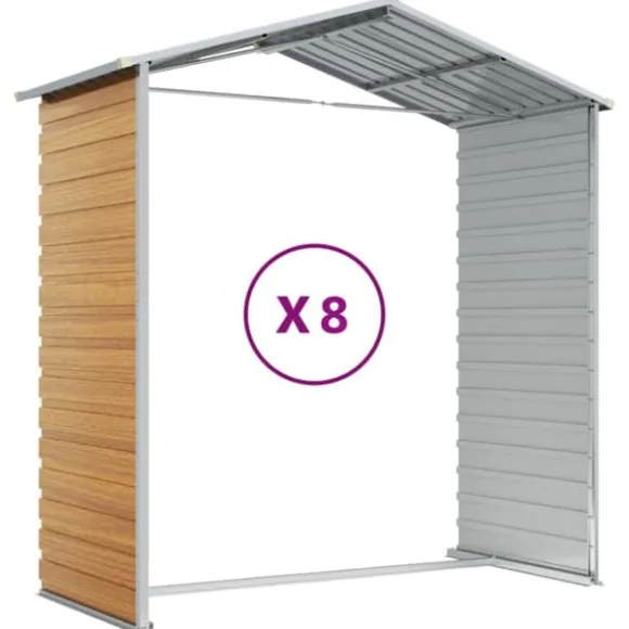 Trädgårdsskjul i galvaniserat stål - Robust utomhusförvaring | Färg: Ljusbrun | Storlek: 191x725x198 cm
