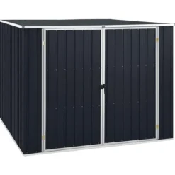 Trädgårdsskjul i galvaniserat stål - Förvaring av verktyg och redskap | Färg: Antracit | Storlek: 195x198x159 cm