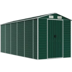 Trädgårdsskjut i galvaniserat stål - Robust förvaringslösning | Färg: Grön | Storlek: 191x470x198 cm