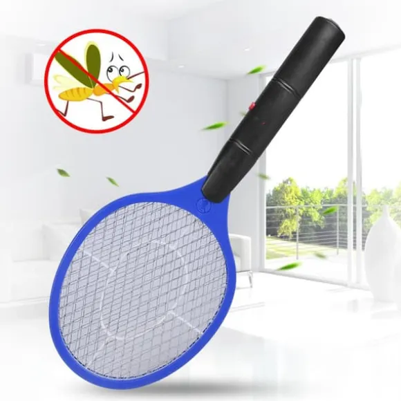 Trådløs Batteridrevet Elektrisk Fly Myggesmækker Bug Zapper Racket Insektdræber Blå