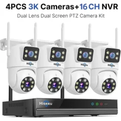 Trådløst CCTV-overvågningskit, 16CH NVR, 6MP HD-opløsning,Ingen, 16CH NVR 4 Kameraer