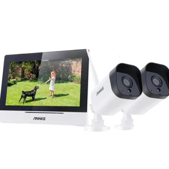 Trådløst CCTV-system, 7-tommer berøringsskærm, tovejskommunikation,3MP 2PCS Kamera 64G
