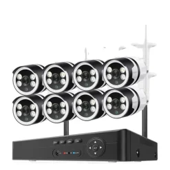 Trådløst CCTV-system, To-vejs lyd, Vandtæt, 1T, 8CH NVR 8 stk Cam 3MP