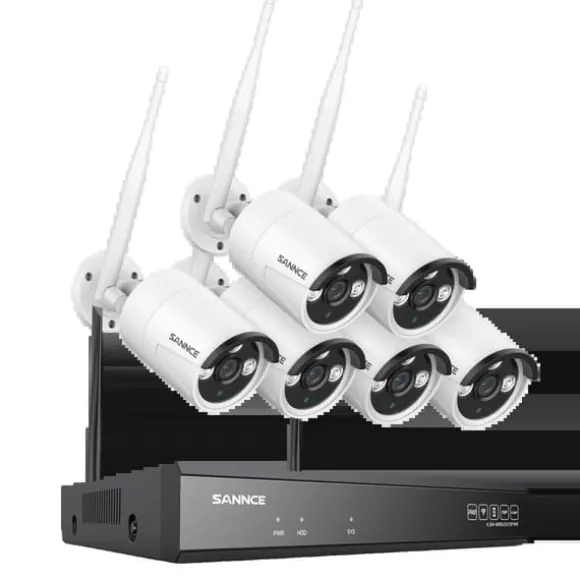 Trådløst NVR CCTV-system, 5MP IP-kamera, Natvision, 1T, 8CH NVR 6Pcs Kits