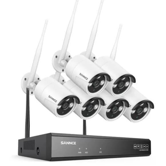Trådløst NVR CCTV-system, 5MP IP-kamera, Natvision, 1T, 8CH NVR 6Pcs Kits