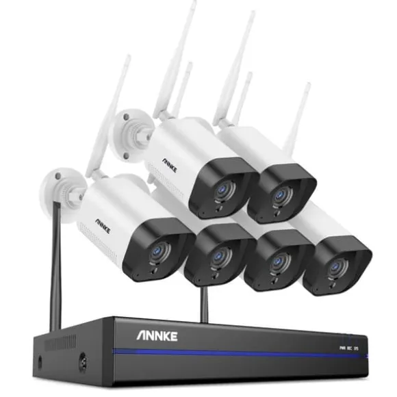 Trådløst sikkerhedssystem, 3MP opløsning, 10 tommer LCD NVR,2T, 8CH 6 stk. kamera