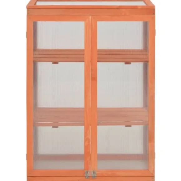 Trædrivhus med 2 hylder | 75x47x109 cm | Materiale: PC-plade & træ