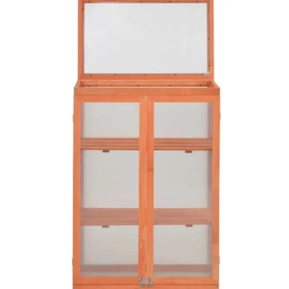 Trædrivhus med 2 hylder | 75x47x109 cm | Materiale: PC-plade & træ