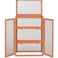 Trædrivhus med 2 hylder | 75x47x109 cm | Materiale: PC-plade & træ