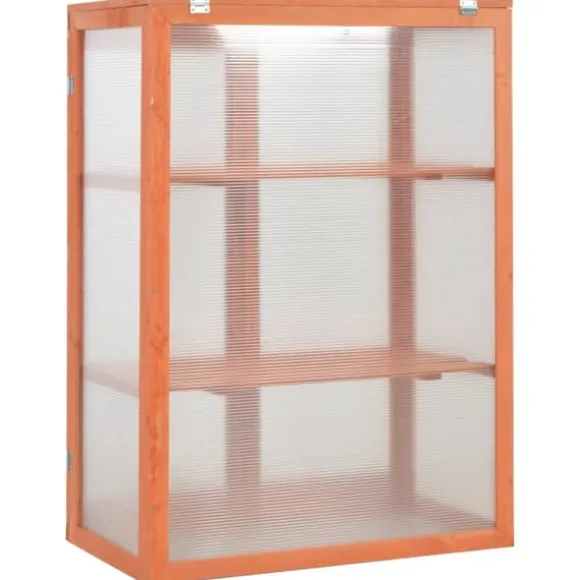 Trædrivhus med 2 hylder | 75x47x109 cm | Materiale: PC-plade & træ